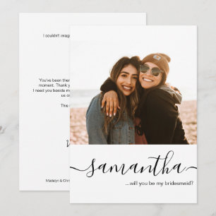 Convite Proposta de Dama de Honra com foto personalizada e
