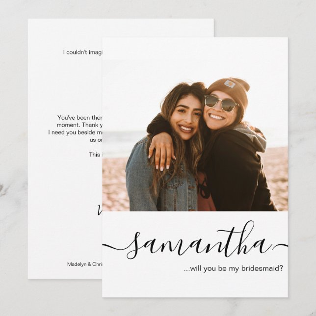 Convite Proposta de Dama de Honra com foto personalizada e (Frente/Verso)