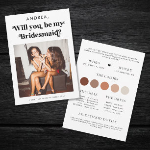 Convite Proposta de Dama de Honra com Letra Retro Você Ser