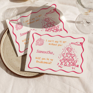 Convite Proposta de Dama de Honra com Torre de Champanhe E