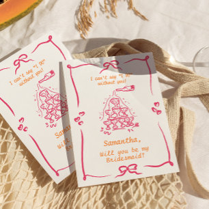 Convite Proposta de Dama de Honra com Torre de Champanhe E