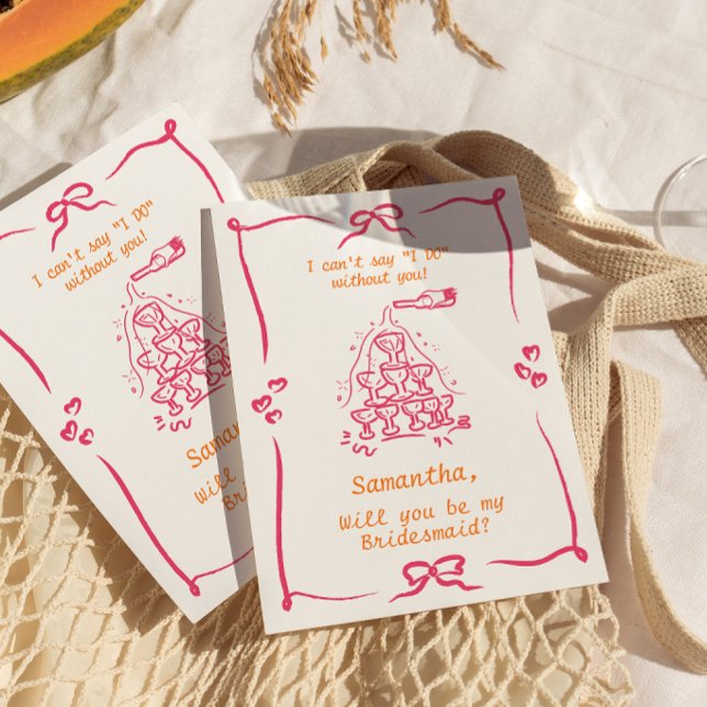 Convite Proposta de Dama de Honra com Torre de Champanhe E (Criador carregado)