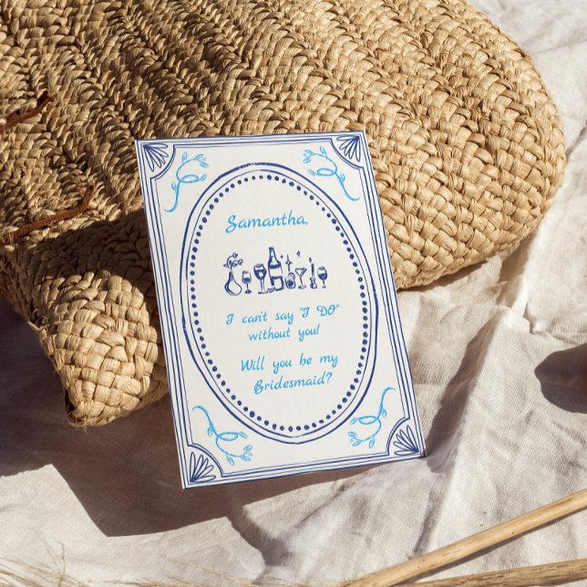 Convite Proposta de Dama de Honra Divertida e Manuscrita (Criador carregado)