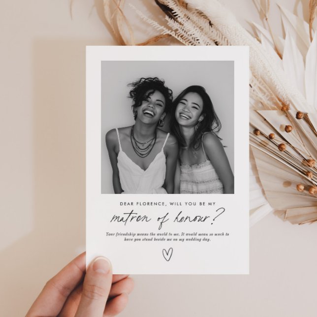 Convite Proposta de Dama de Honra Escrita à Mão (Zazzle Be My Matron of Honour Handwritten Proposal Invitation)