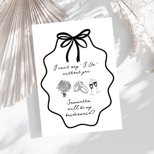 Convite Proposta de Dama de Honra Floral com Arco Desenhad
