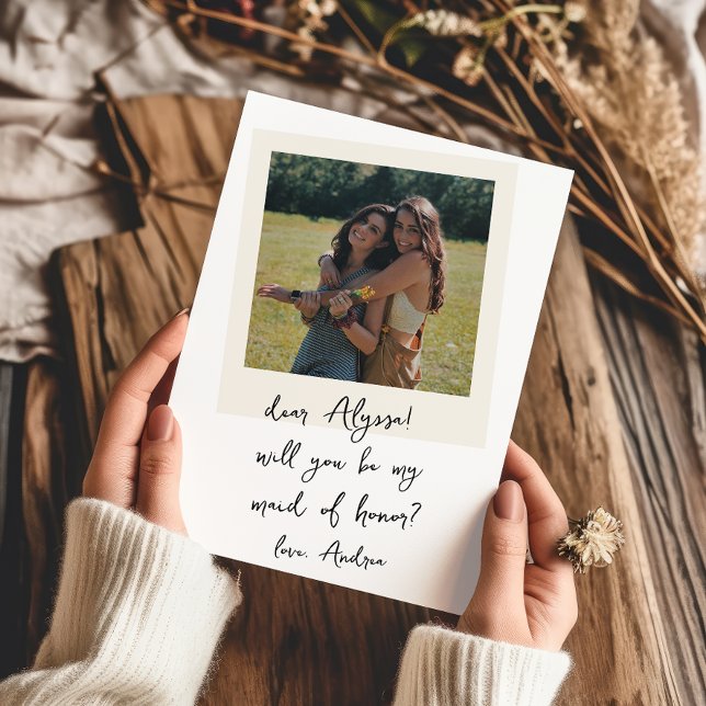 Convite Proposta de Dama de Honra Manuscrita com Foto Anti (Criador carregado)