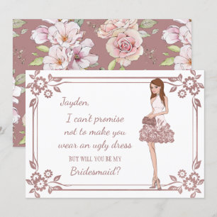 Convite Proposta de Dama de Honra Personalizada Glam Girl