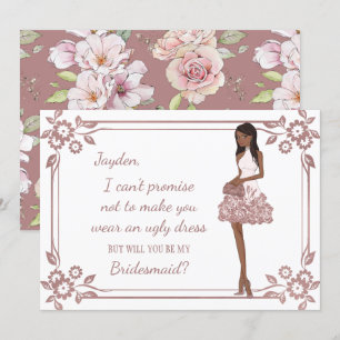 Convite Proposta de Dama de Honra Personalizada Glam Girl