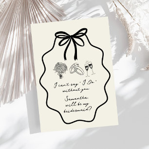 Convite Proposta de Damas de Honra Floral com Laço Desenha
