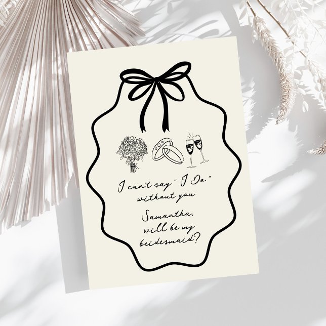 Convite Proposta de Damas de Honra Floral com Laço Desenha (Criador carregado)