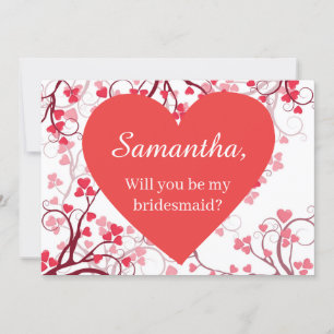 Convite Proposta de damas de honra Pretty Hearts