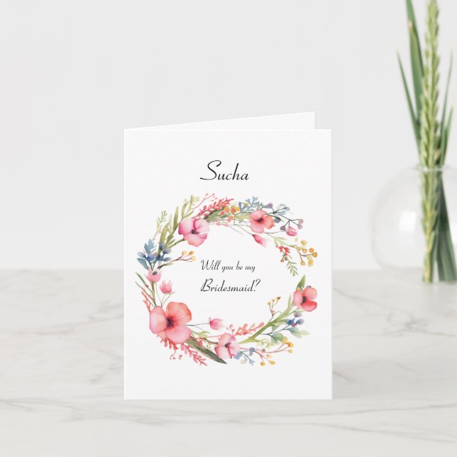 Convite Proposta de Festa de casamento Floral Cor-de-Rosa (Frente)