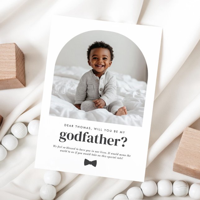 Convite Proposta de Foto Arqueada de Padrinho (Zazzle Godfather Arched Photo Proposal)