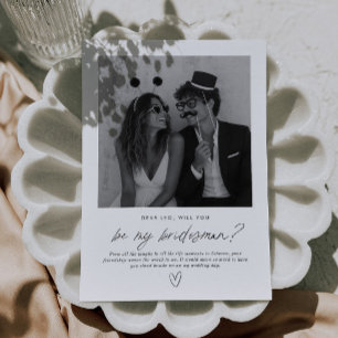 Convite Proposta de Foto Manuscrita 'Seja Meu Bridesman'