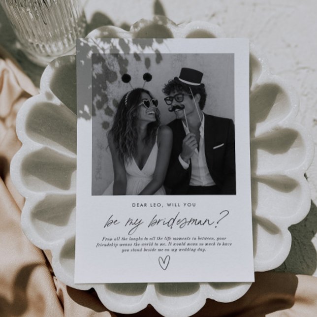 Convite Proposta de Foto Manuscrita 'Seja Meu Bridesman' (Zazzle Be My Bridesman Handwritten Photo Proposal Invitation )