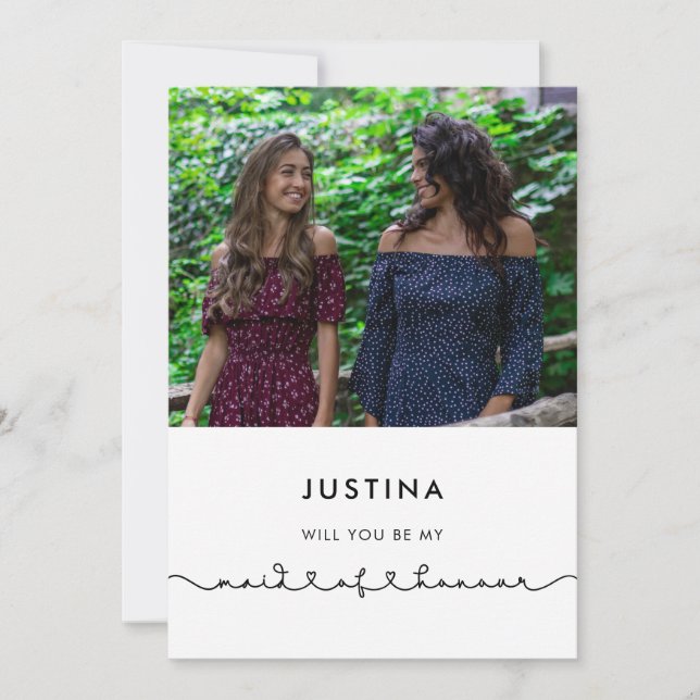 Convite Proposta de Madrinha de casamento cardíaca de liga (Frente)