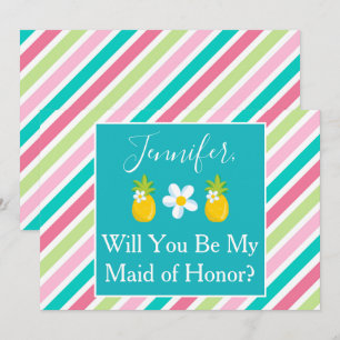 Convite Proposta de Madrinha de casamento de ananás bonito