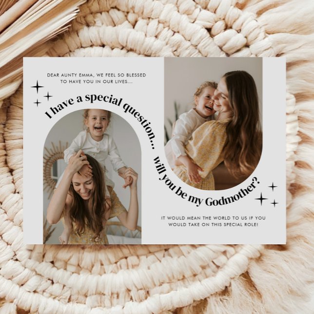 Convite Proposta de Madrinha de Foto com Arco Duplo (Zazzle Double Arch Photo Godmother Proposal Invitation )