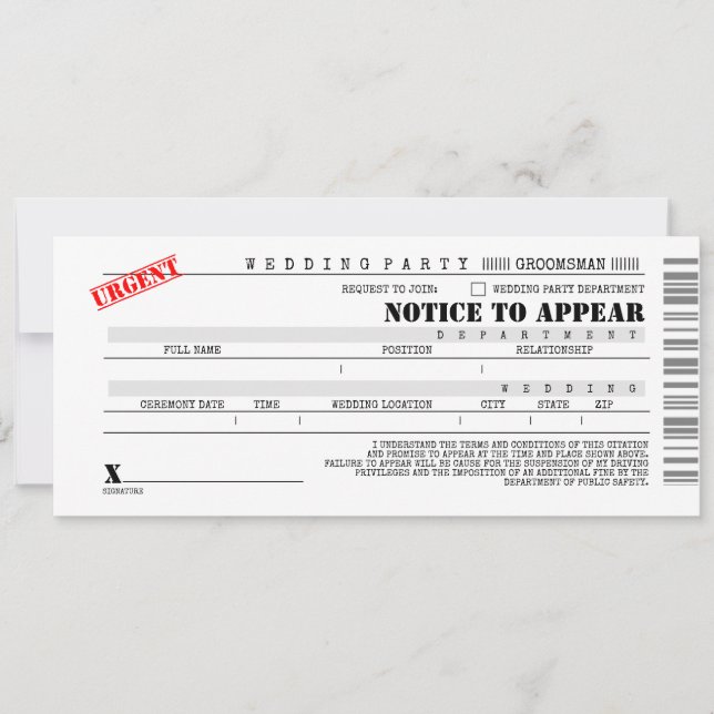 Convite Proposta de Melhor Amigo de Casamento com Multa da (Frente)