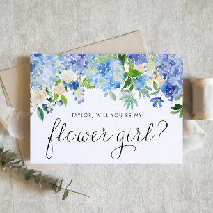 Convite Proposta de Menina das Flores com Hortênsia Azul e