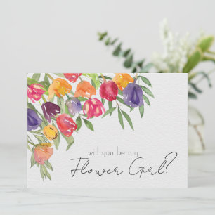 Convite Proposta de Menina de Flores com Tulipas Brilhante