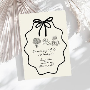 Convite Proposta de Menina de Flores Floral com Laço Desen