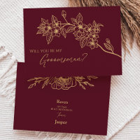 Proposta de Padrinho de casamento Floral Dourada B
