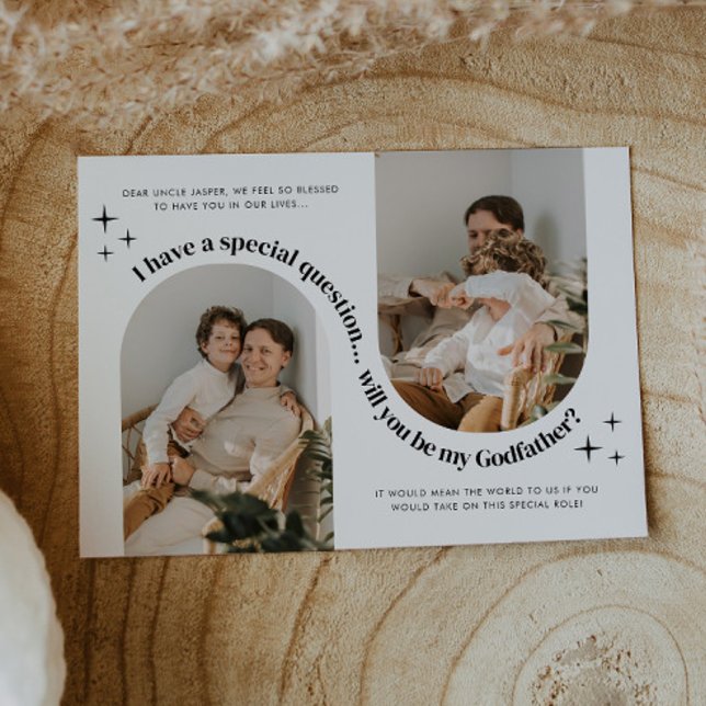 Convite Proposta de Padrinho de Foto com Arco Duplo (Zazzle Double Arch Photo Godfather Proposal Invitation)