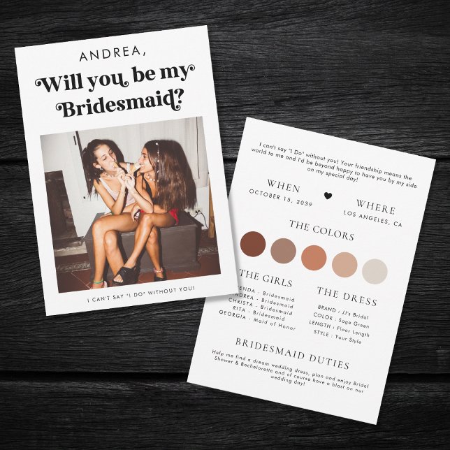 Convite Proposta de Padrinho de Noiva com Letra Retro (Criador carregado)