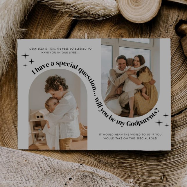 Convite Proposta de Padrinhos de Foto em Arco Duplo (Zazzle Double Arch Photo Godparents Proposal Invitation)