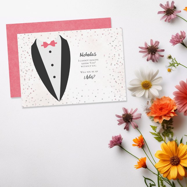 Convite Proposta de Tuxedo Usher Confetti (Criador carregado)
