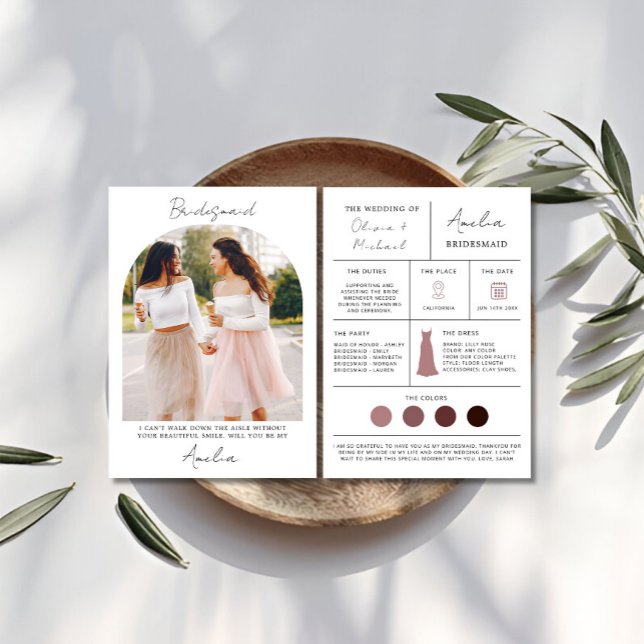 Convite Proposta e Madrinha de casamento moderna do Brides (Modern Bridesmaid Proposal & Maid of Honor Card)
