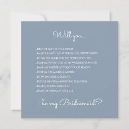 Convite Proposta Engraçada de Bridesmaid do Script Azul Du