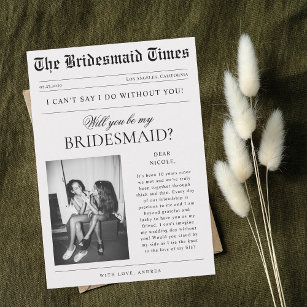Convite Proposta exclusiva de Bridesmaid da foto do jornal