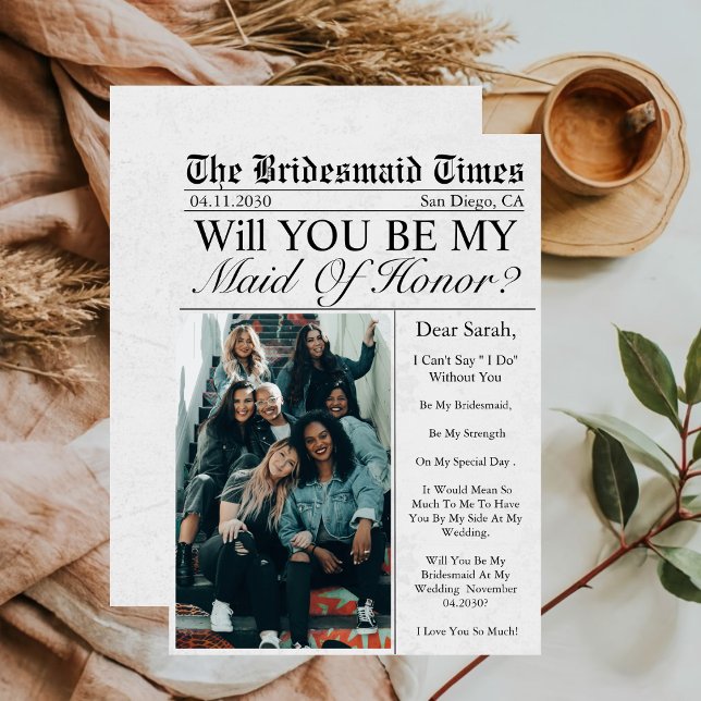 Convite Proposta exclusiva de Madrinha de casamento de fot (Criador carregado)