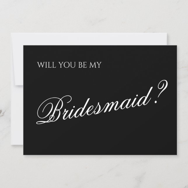 Convite Proposta Mínima de Bridesmaid de Script Preto (Frente)