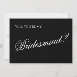 Convite Proposta Mínima de Bridesmaid de Script Preto