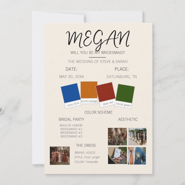 Convite Proposta para Dama de Honra (Frente)