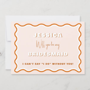 Convite Proposta Retro Wavy Terracotta Foto Bridesmaid