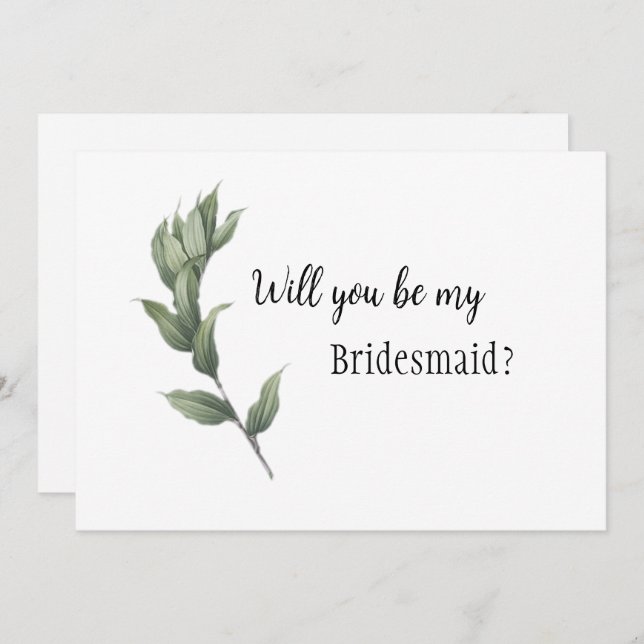 Convite Proposta Simples de Bridesmaid Verde (Frente/Verso)