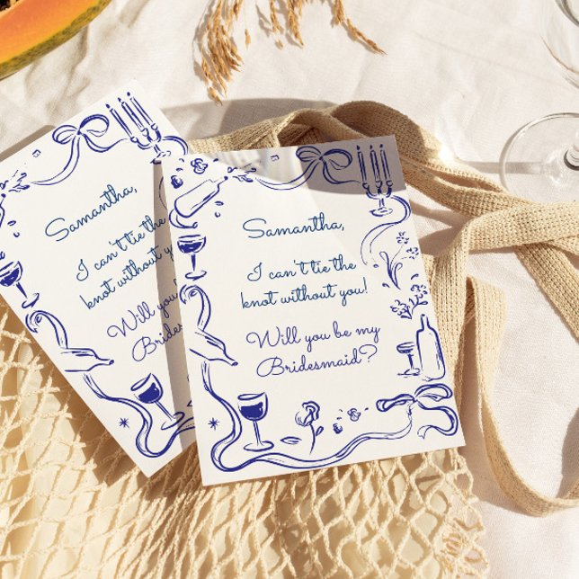 Convite Proposta Whimsical Illustrated Doodle Bridesmaid (Criador carregado)