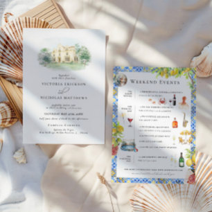 Convite Propriedade Elegante Fim de Semana de Casamento
