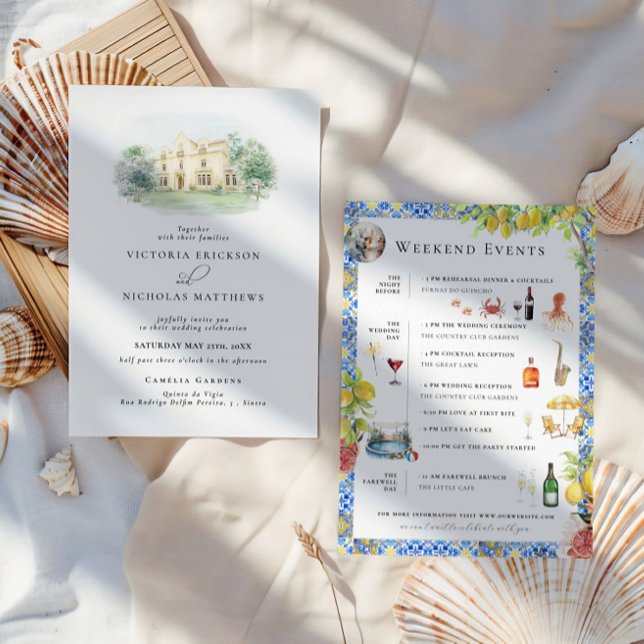 Convite Propriedade Elegante | Fim de Semana de Casamento  (Criador carregado)