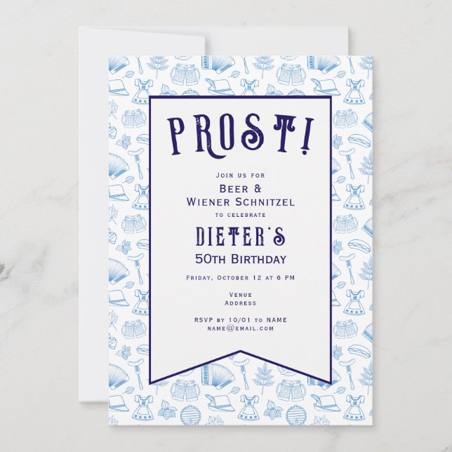 Convite Prost! Aniversário de Beer & Wiener Schnitzel em a (Frente)