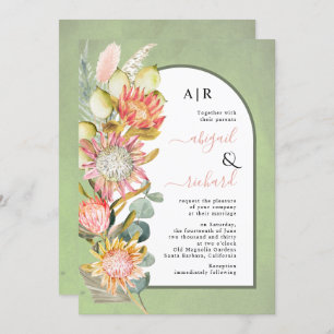 Convite Protea flores Código QR RSVP Casamento de Arte Ver