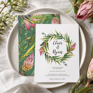 Convite Protea Nativa Australiana Casamento Eucalipto