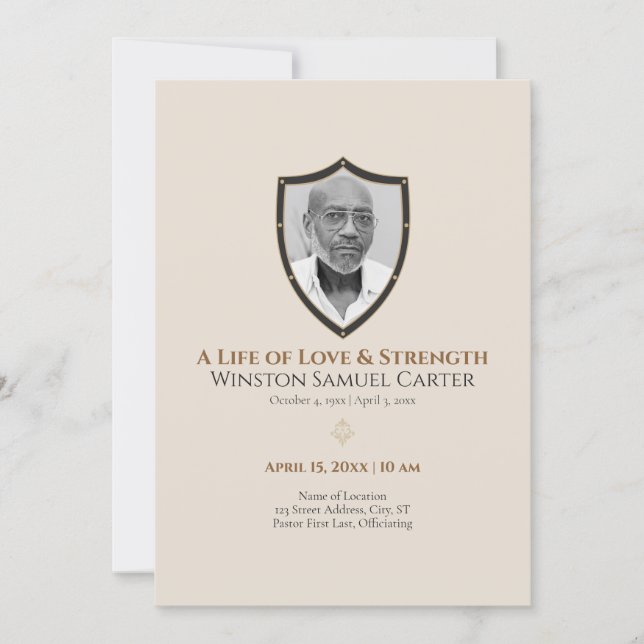 Convite Protective Shield Inspired 6 Photo Memorial (Frente)