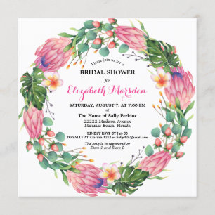Convite Proteína Rosa Tropical Verde Chá de panela Floral