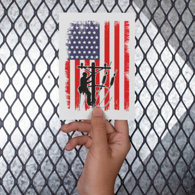 Convite Proud American Lineman Patriotic Utility Worker (Proud American Lineman Patriotic Utility Worker Invitation card)