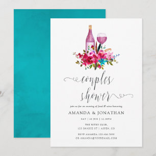 Convite Provando de Vinho Chá Casal de Boho Chic